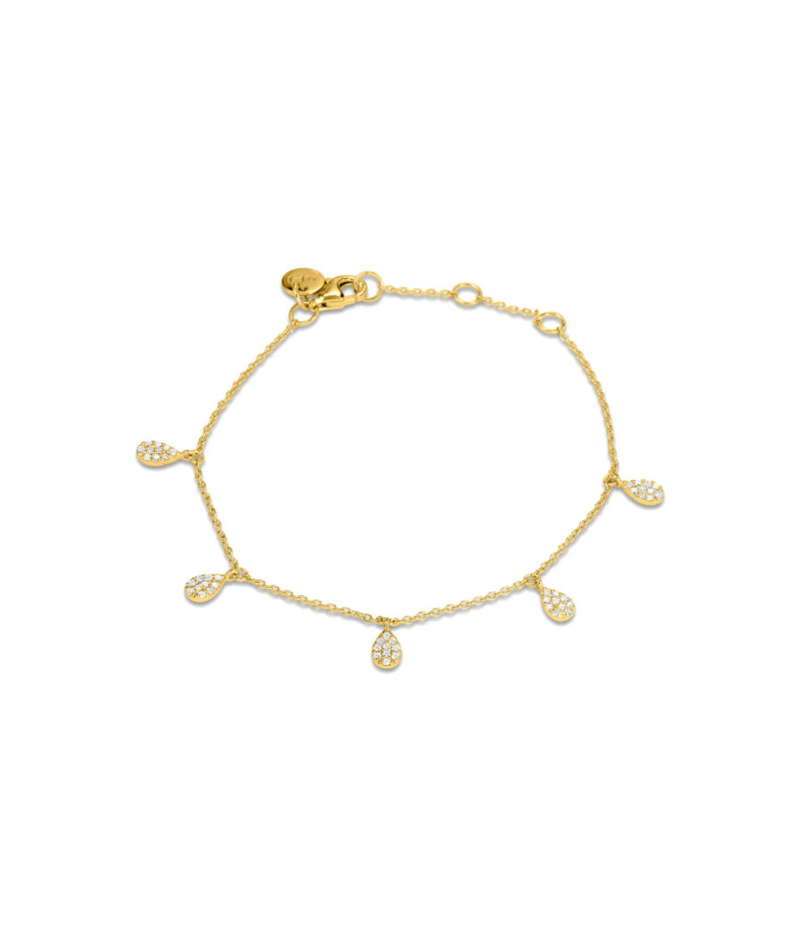 Mit Zirkonia Steinchen gefüllte Tropfen Armband 1639