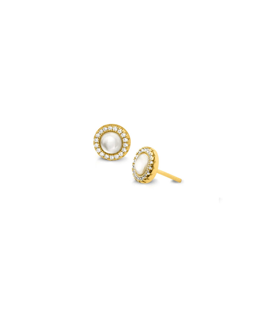 Perlmutt mit Zirkonia Ohrstecker 1442 - Gold