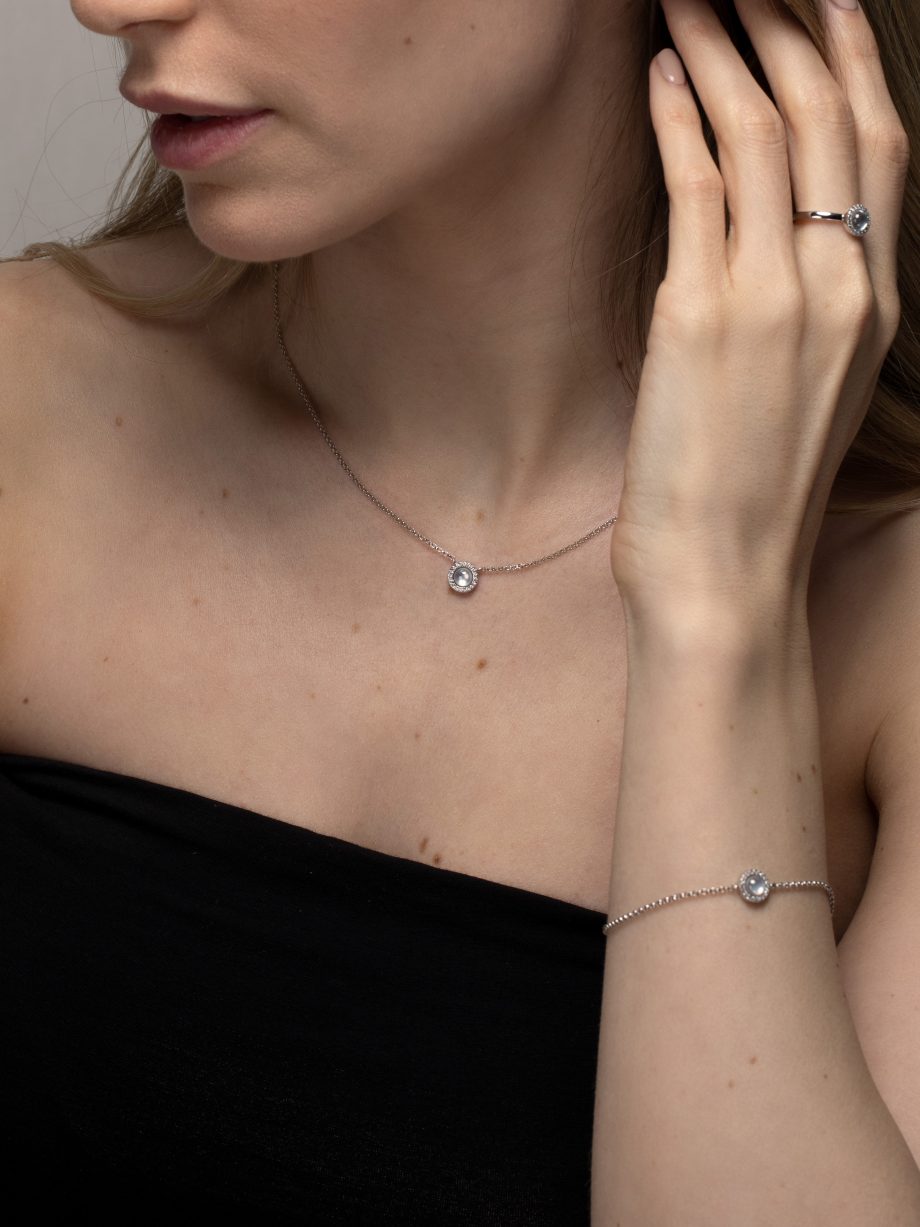 Perlmutt mit Zirkonia Kette 1948