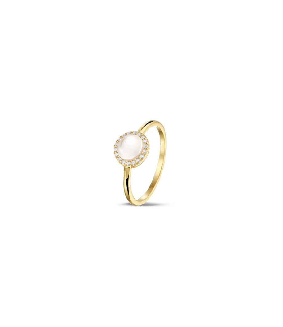 Perlmutt mit Zirkonia Ring 1949