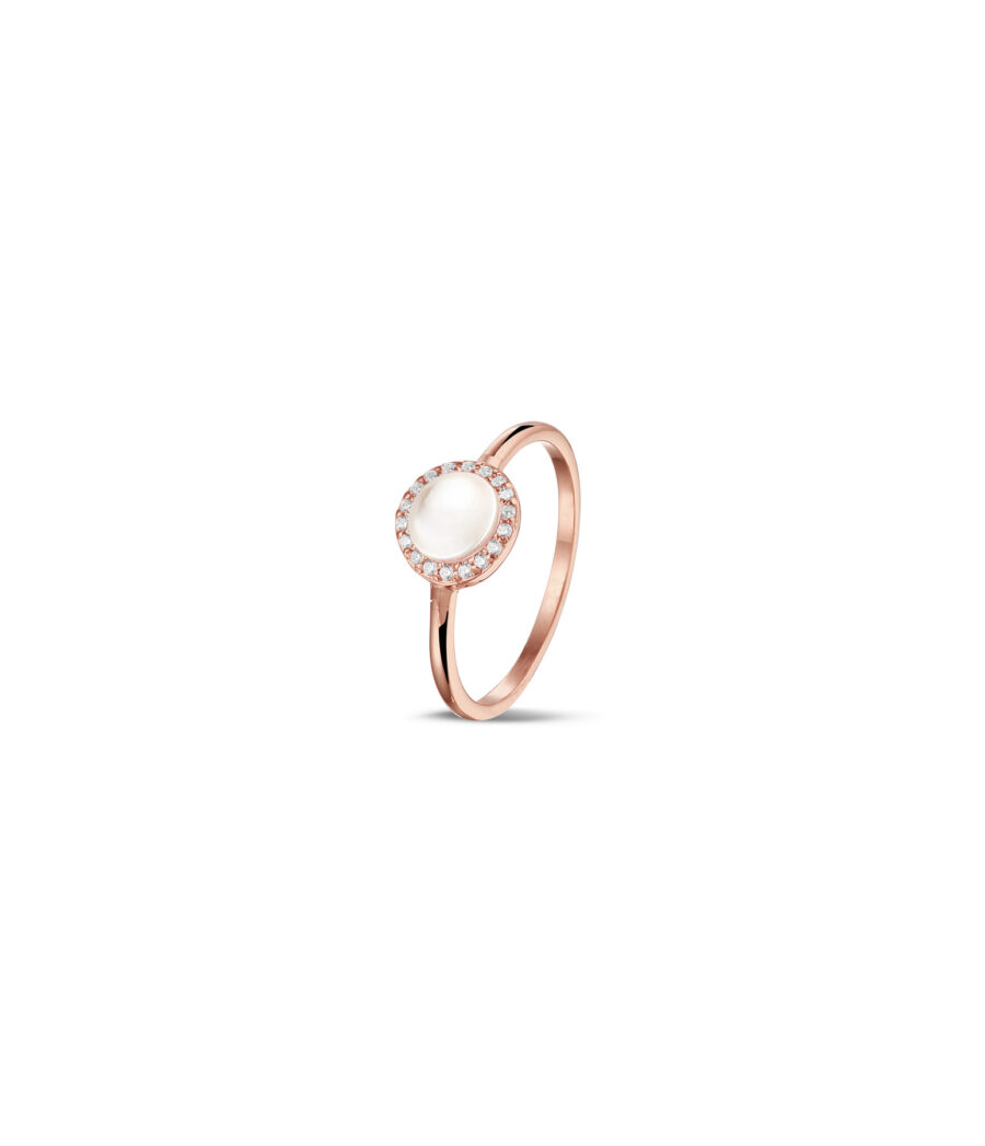 Perlmutt mit Zirkonia Ring 1949