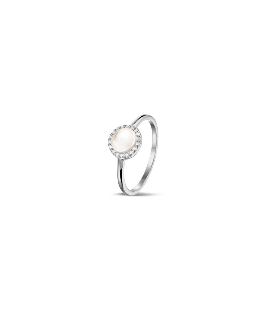 Perlmutt mit Zirkonia Ring 1949