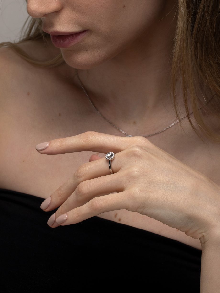 Perlmutt mit Zirkonia Ring 1949