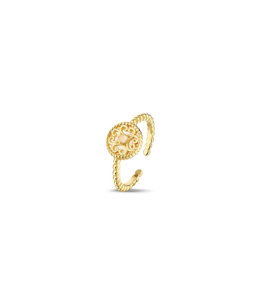 Harmony Perlmutt mit Rosenquarz Ring offen verstellbar 2046