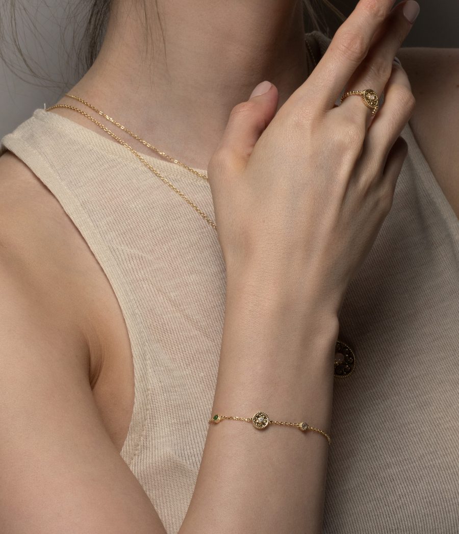 Harmony Perlmutt mit Jade , Rosenquarz und Zirkonia Armband 2038