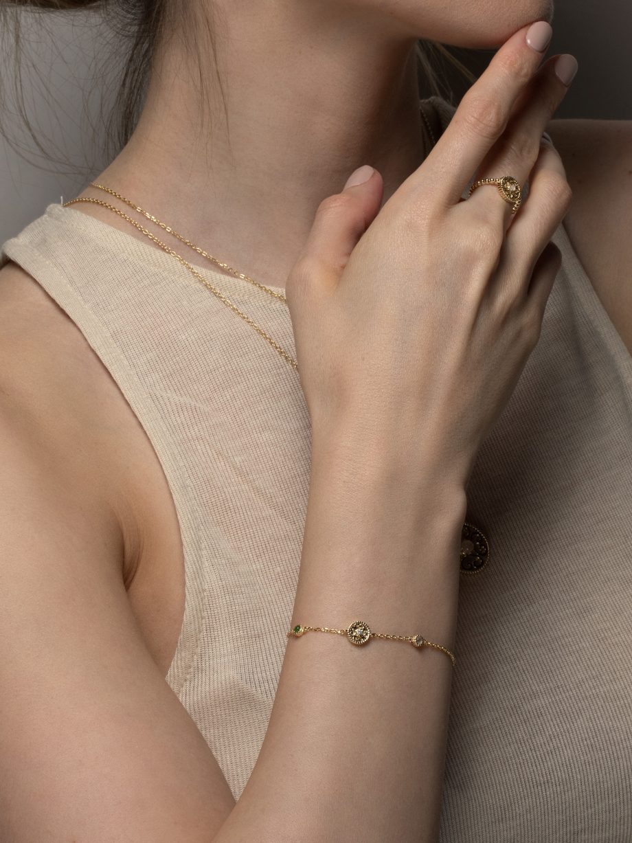 Harmony Perlmutt mit Jade , Rosenquarz und Zirkonia Armband 2038