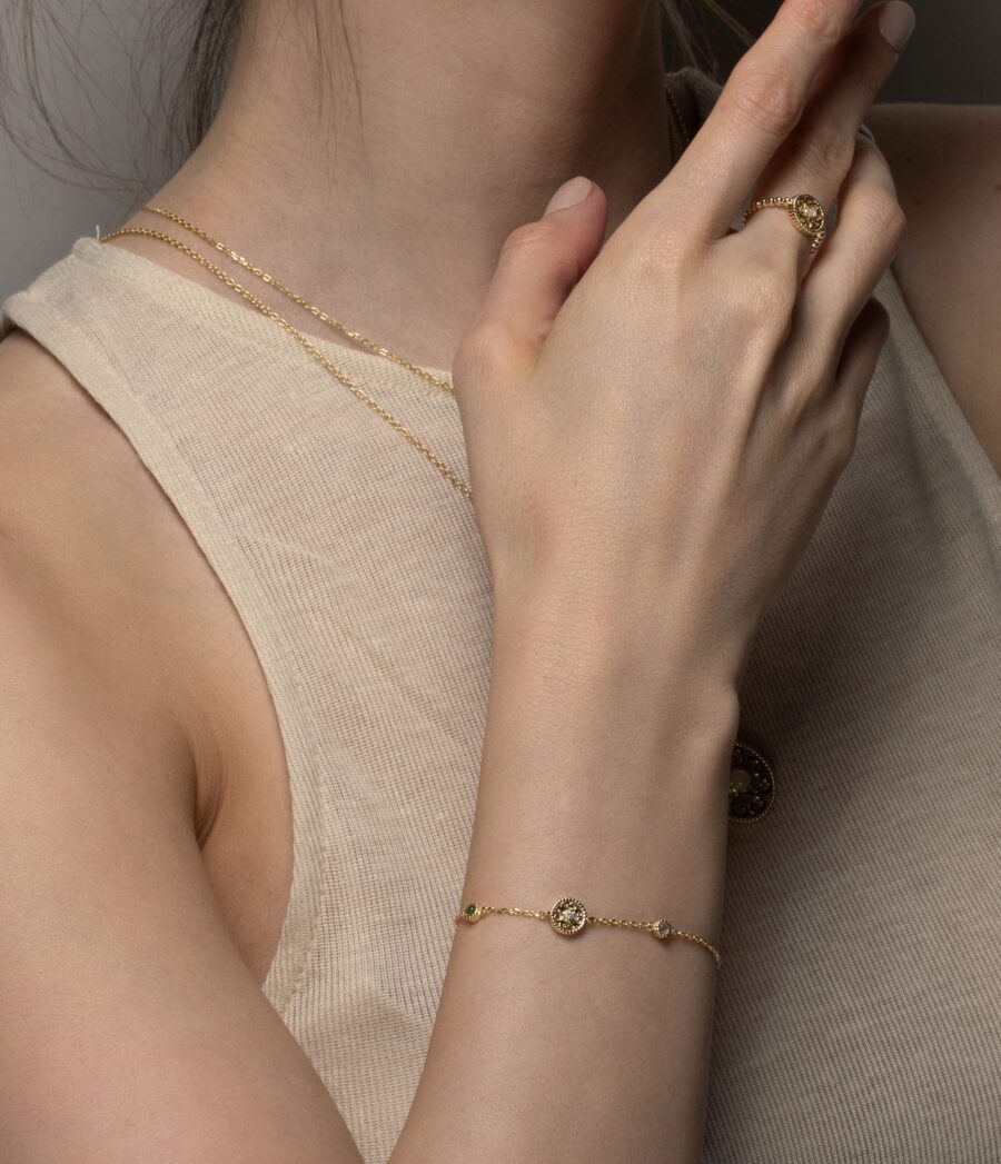 Harmony Perlmutt mit Jade , Rosenquarz und Zirkonia Armband 2038