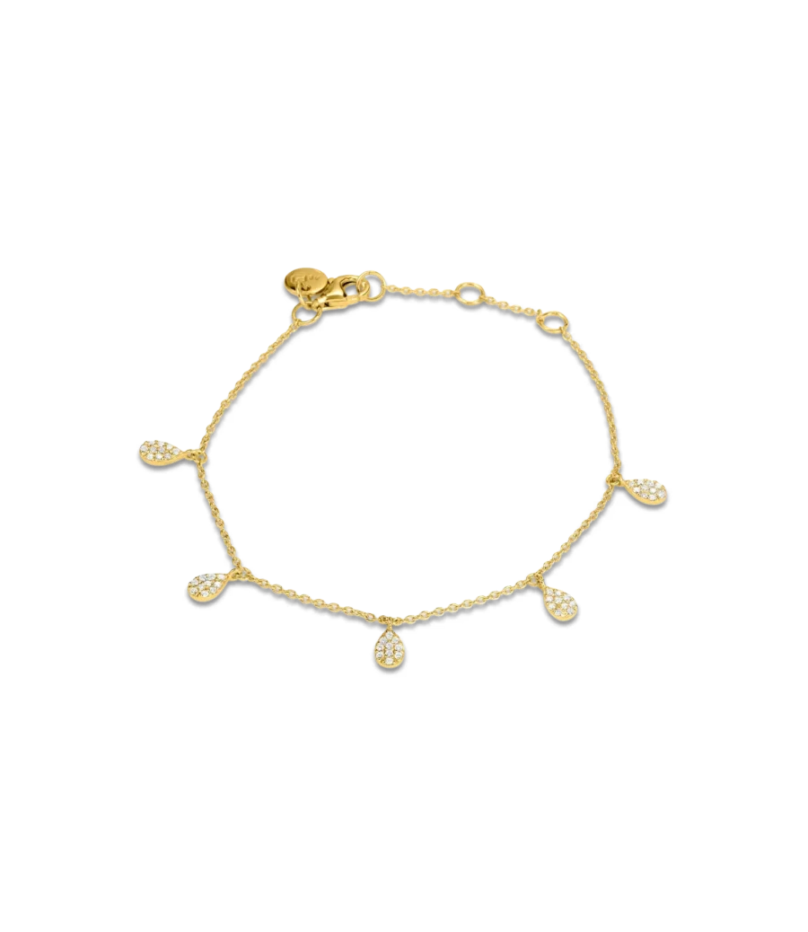 Mit Zirkonia Steinchen gefüllte Tropfen Armband 1639
