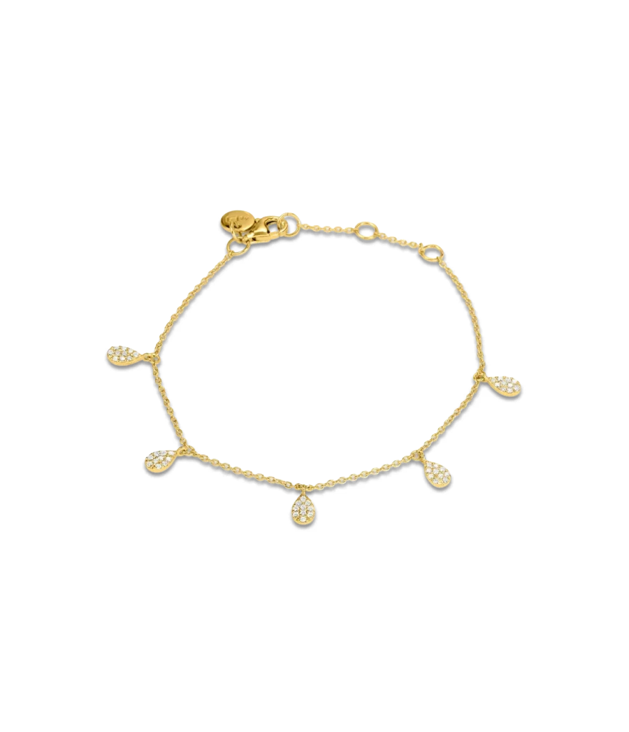 Mit Zirkonia Steinchen gefüllte Tropfen Armband 1639
