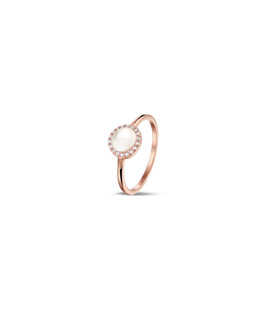 Perlmutt mit Zirkonia Ring 1949