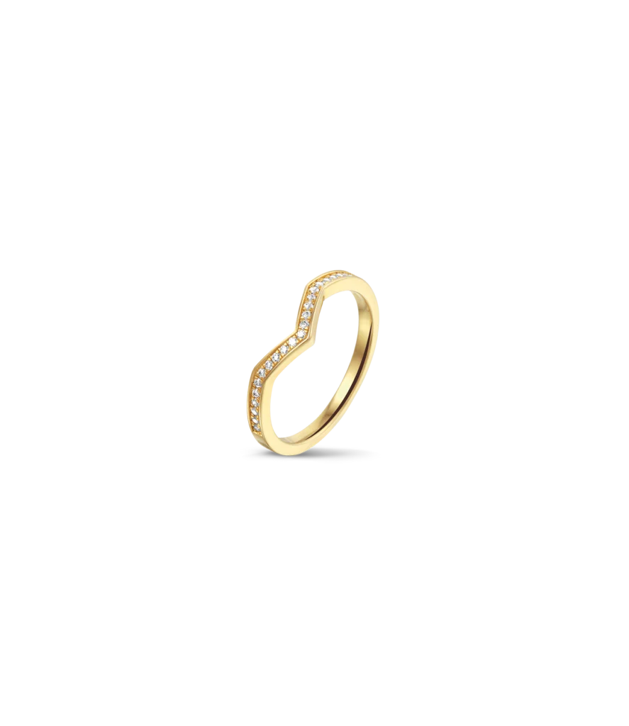 Anillo curvo con circonitas