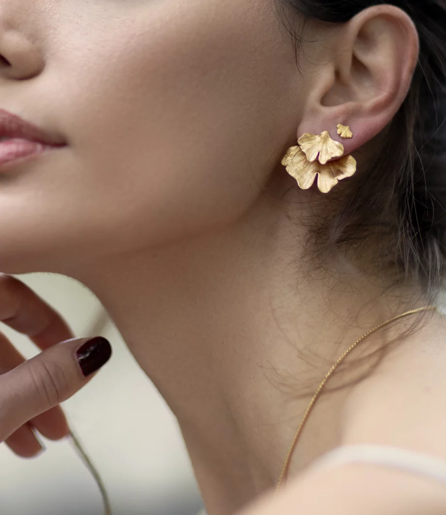 18 Karat Ginkgo Ohrstecker 2293