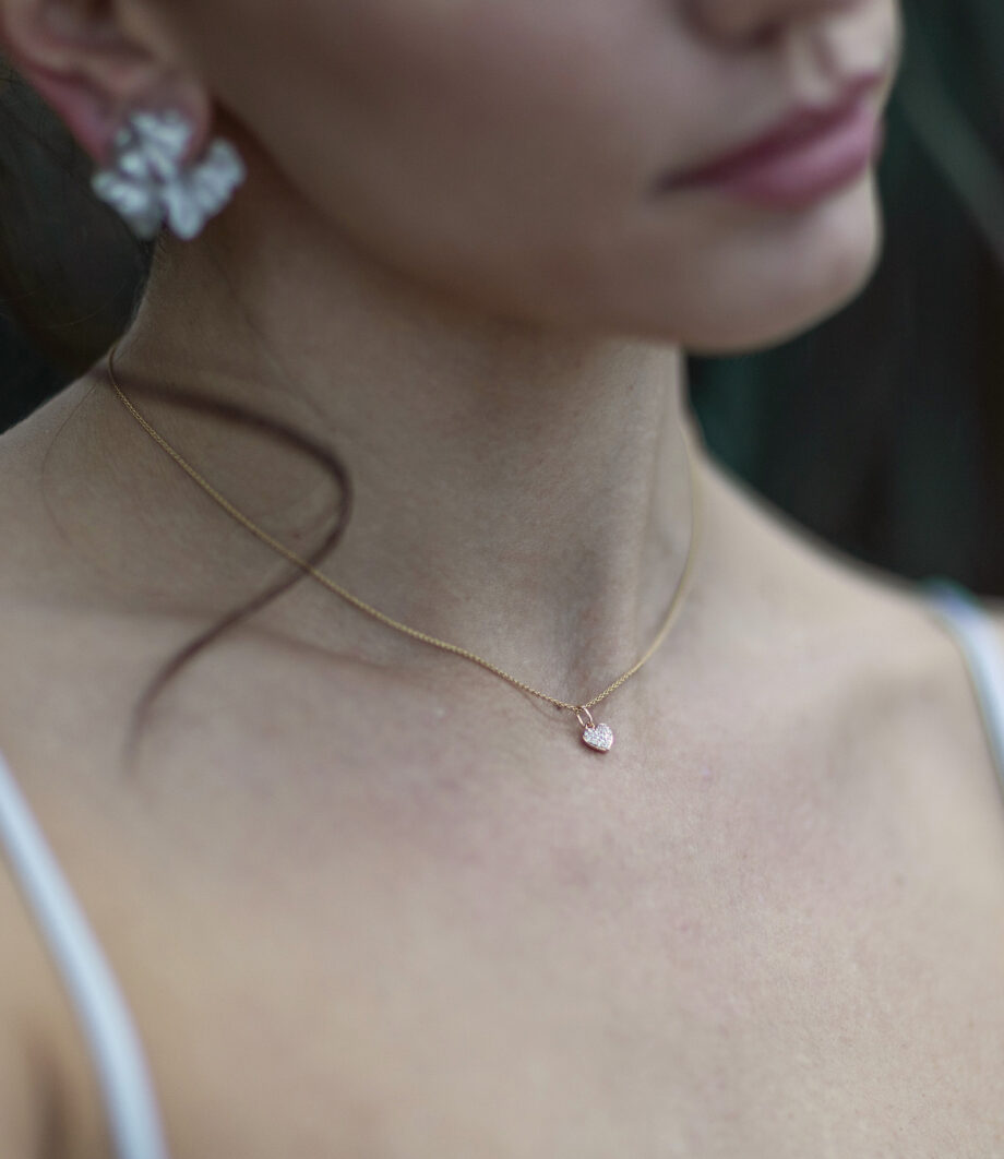 18 Karat Herz Kette mit Labor Diamanten 2316