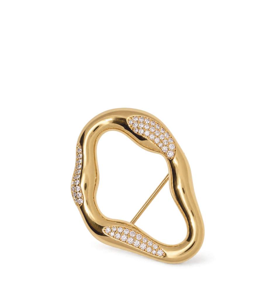 Unda Organische Brosche mit Zirkonia